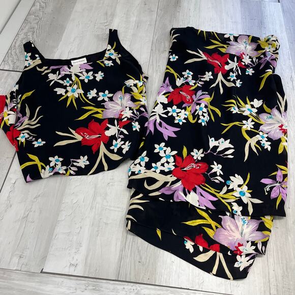 Rena Rowan Other - Rena Rowan Silk 2 Piece Floral Flowy Lightweight Ruffle Tank Top Skirt Set 20W